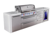 Mont Alpi Mont Alpi Deluxe Series 6-Burner Outdoor Kitchen Island with Refrigerator & Storage Modules MAi805-DFCDR Outdoor Kitchen Pre-Built Bundle