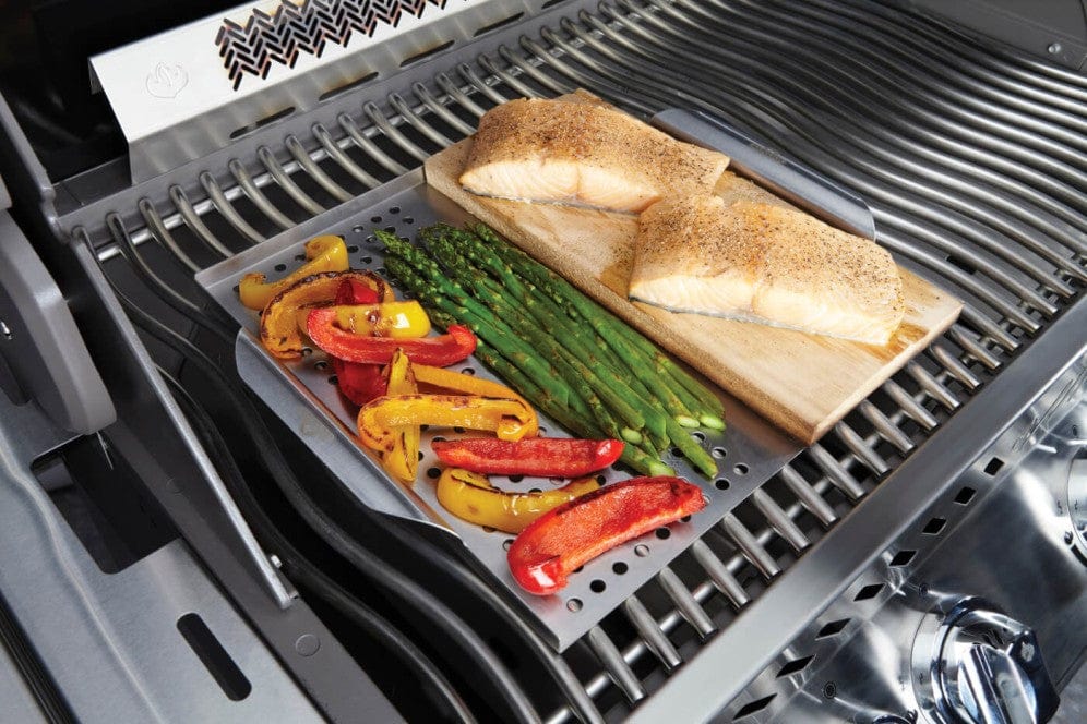 Napoleon Napoleon 70026 Stainless Steel Multi-Functional Topper with Cedar Plank 70026 Accessory Grill Basket & Topper 629162700261