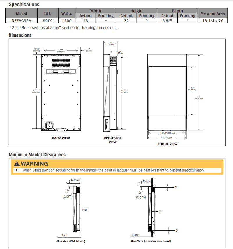 Napoleon Napoleon Allure Vertical 32" Wall Mount Electric Fireplace NEFVC32H Electric NEFVC32H Wall Mount Electric Fireplace 629169069019