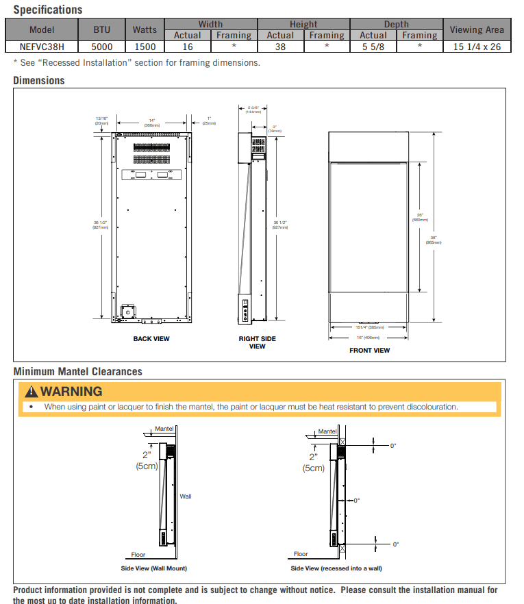 Napoleon Napoleon Allure Vertical 38" Wall Mount Electric Fireplace NEFVC38H Electric NEFVC38H Wall Mount Electric Fireplace 629169069026