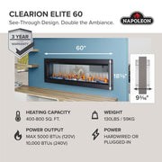 Napoleon Napoleon CLEARion Elite 60 See Through Built-In Electric Fireplace Electric NEFBD60HE Built-In Electric Fireplace 629169079896