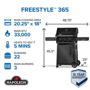 Napoleon Napoleon Freestyle 365 Gas Grill, Matte Black Freestanding Gas Grill