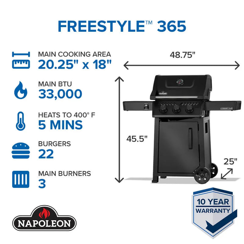 Napoleon Napoleon Freestyle 365 Gas Grill, Matte Black Freestanding Gas Grill