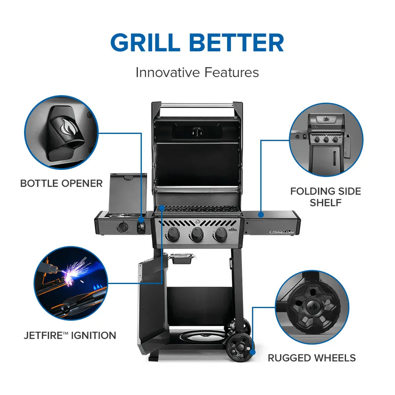 Napoleon Napoleon Freestyle 365 SB Gas Grill Propane / Graphite Grey F365DSBPGT-ECP Freestanding Gas Grill