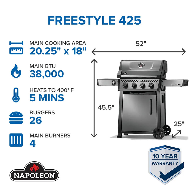 Napoleon Napoleon Freestyle 425 Gas Grill, Graphite Grey Freestanding Gas Grill