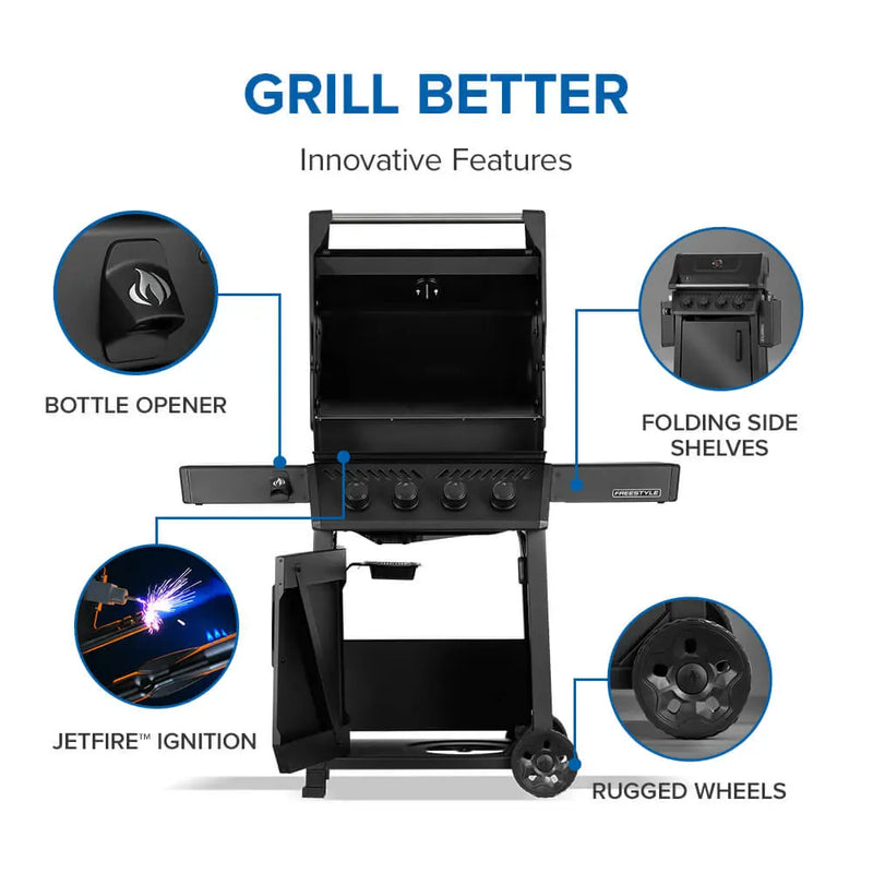 Napoleon Napoleon Freestyle 425 Gas Grill, Matte Black Freestanding Gas Grill