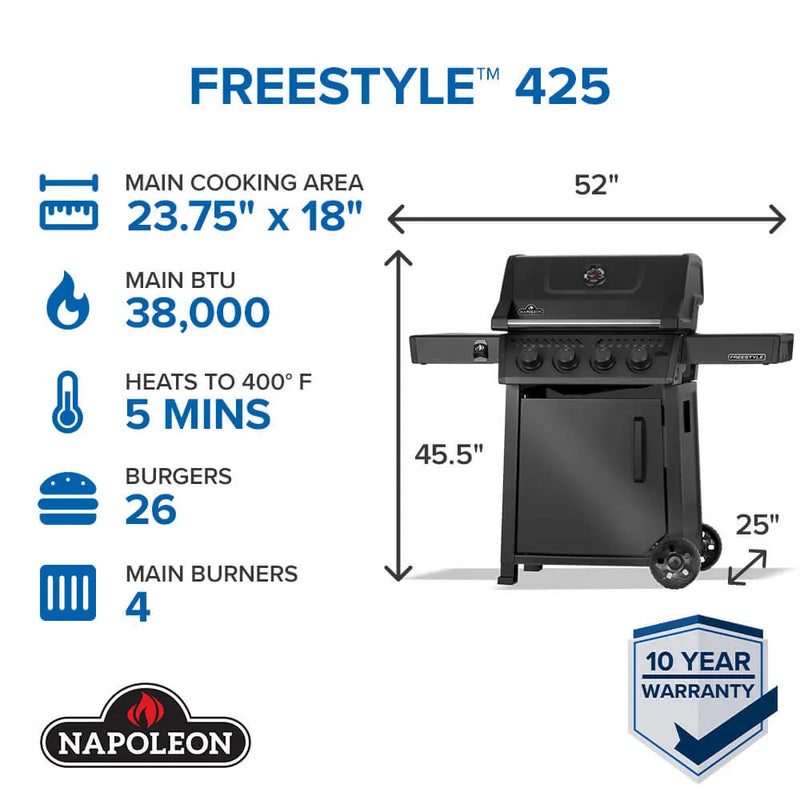 Napoleon Napoleon Freestyle 425 Gas Grill, Matte Black Freestanding Gas Grill