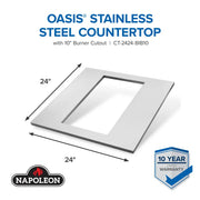 Napoleon Napoleon OASIS 24" x 24" Stainless Steel Countertop with 10" Burner Cutout CT-2424-BIB10 Outdoor Kitchen Countertops 629162161048