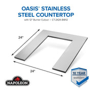 Napoleon Napoleon OASIS 24" x 24" Stainless Steel Countertop with 12" Burner Cutout CT-2424-BIB12 Outdoor Kitchen Countertops 629162161079