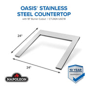 Napoleon Napoleon OASIS 24" x 24" Stainless Steel Countertop with 18" Burner Cutout CT-2424-UGC18 Outdoor Kitchen Countertops 629162161086