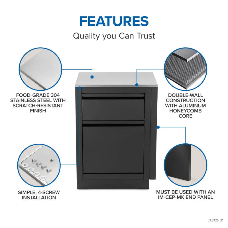 Napoleon Napoleon OASIS 24" x 26" Stainless Steel End Countertop CT-2426-EP Outdoor Kitchen Countertops 629162161055