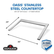 Napoleon Napoleon OASIS 36" x 24" Stainless Steel Countertop for 32" Grill Head CT-3624-UGC32 Outdoor Kitchen Countertops 629162161093
