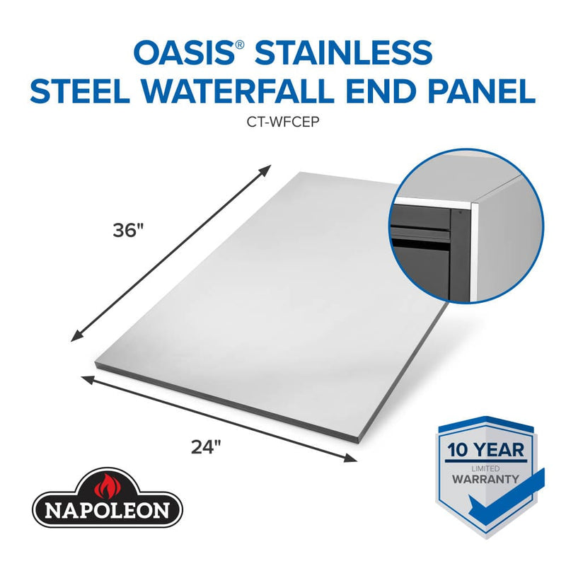 Napoleon Napoleon OASIS 36" x 24" Stainless Steel End Panel for Waterfall Edge CT-WFCEP Outdoor Kitchen Countertops 629162161123