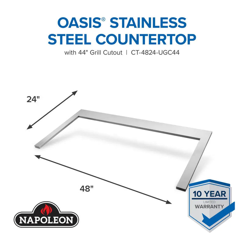 Napoleon Napoleon OASIS 48" x 24" Stainless Steel Countertop for 44" Grill Head CT-4824-UGC44 Outdoor Kitchen Countertops 629162161116