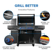 Napoleon Napoleon Phantom Prestige 500 Connected RSIB Gas Grill, Matte Black Freestanding Gas Grill