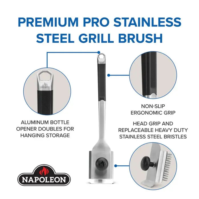 Napoleon Napoleon Premium Pro Stainless Steel Grill Brush GABR007 Accessory Cleaning Brush 629162156884