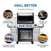 Napoleon Napoleon Prestige 500 Connected RSIB Gas Grill, Stainless Steel Freestanding Gas Grill