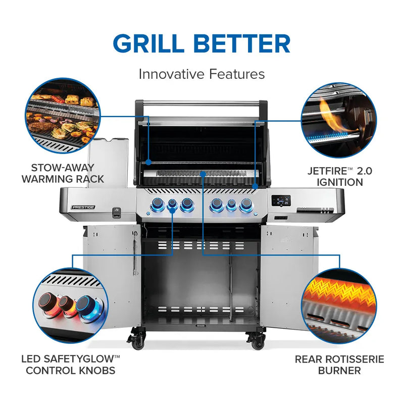 Napoleon Napoleon Prestige 500 Connected RSIB Gas Grill, Stainless Steel Freestanding Gas Grill