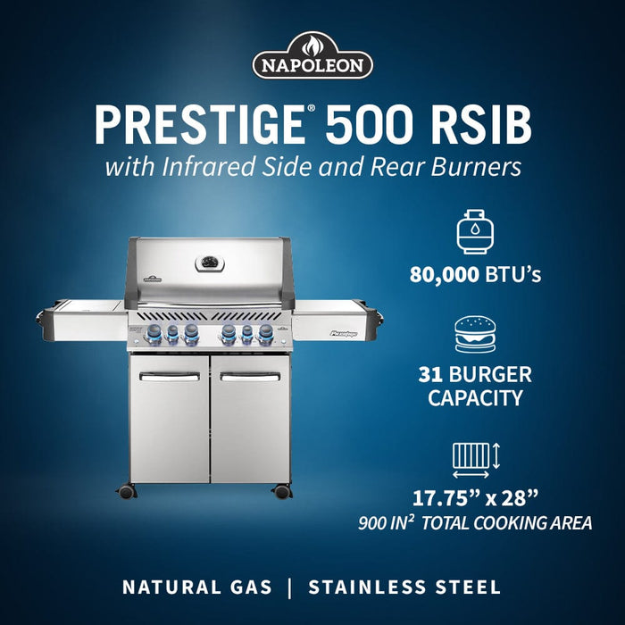 Napoleon Napoleon Prestige 500 RSIB BBQ with Infrared Side & Rear Burners P500RSIB-3 Freestanding Gas Grill