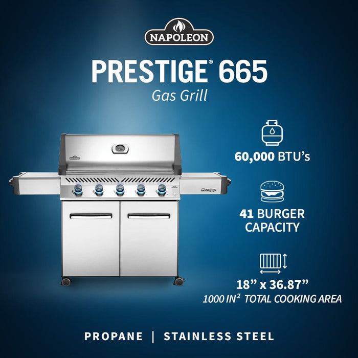 Napoleon Napoleon Prestige 665 5-Burner Stainless BBQ P665SS Freestanding Gas Grill