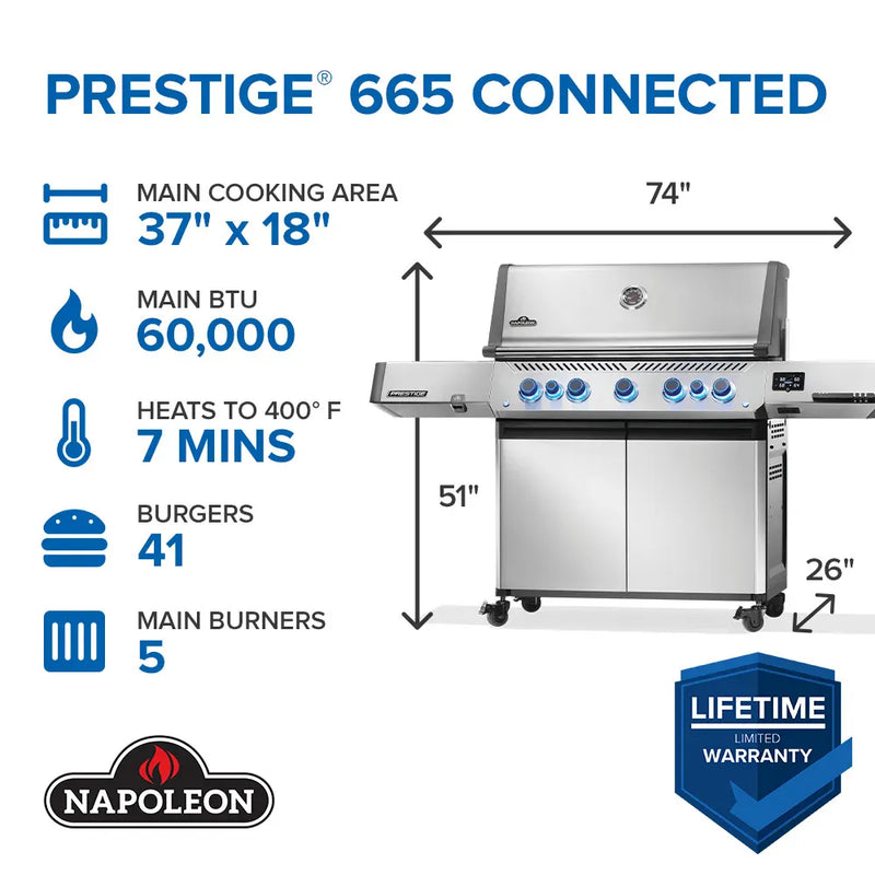 Napoleon Napoleon Prestige 665 Connected RSIB Gas Grill Freestanding Gas Grill