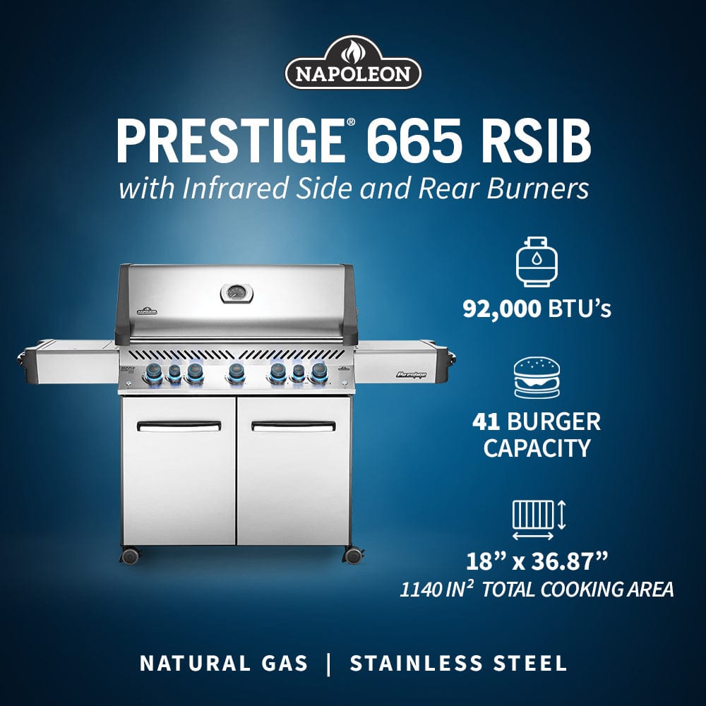 Napoleon Napoleon Prestige 665 RSIB BBQ with Infrared Side & Rear Burners P665RSIB Freestanding Gas Grill