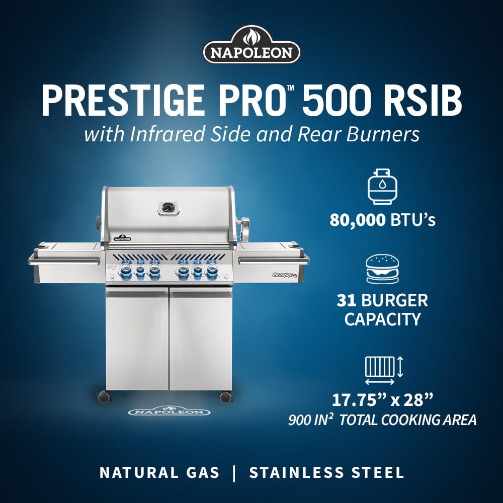 Napoleon Napoleon Prestige PRO 500 RSIB BBQ with Infrared Rear & Side Burners PRO500RSIB-3 Freestanding Gas Grill