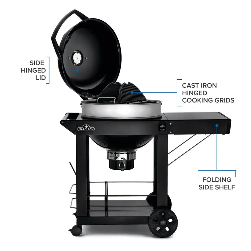 Napoleon Napoleon Professional 22" Charcoal Kettle Grill with Cart Charcoal / Black PRO22K-CART-3 Freestanding Charcoal Grill 629162147028