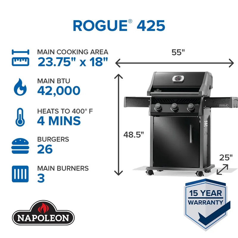 Napoleon Napoleon Rogue 425 Gas Grill, Black Freestanding Gas Grill