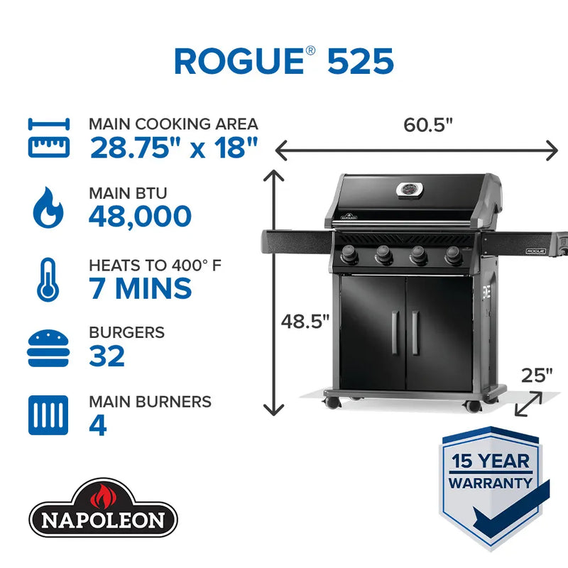 Napoleon Napoleon Rogue 525 Gas Grill, Black Freestanding Gas Grill