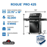 Napoleon Napoleon Rogue PRO 425 SIB Gas Grill, Black Freestanding Gas Grill