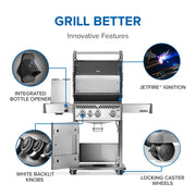 Napoleon Napoleon Rogue PRO 425 SIB Gas Grill, Stainless Steel Freestanding Gas Grill