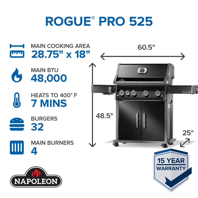 Napoleon Napoleon Rogue PRO 525 SIB Gas Grill, Black Freestanding Gas Grill