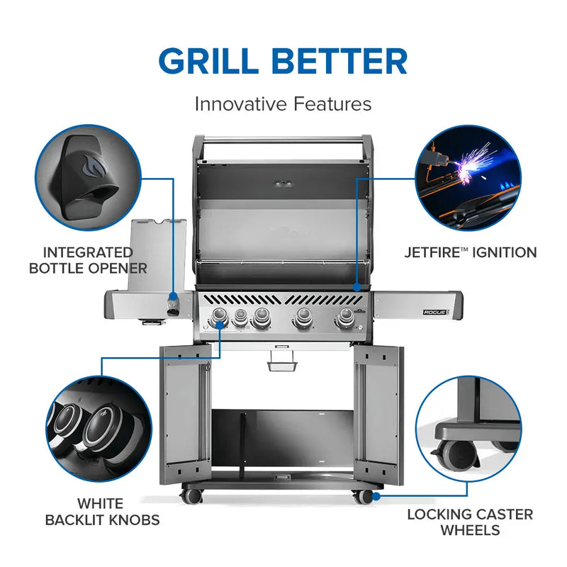 Napoleon Napoleon Rogue PRO 525 SIB Gas Grill, Stainless Steel Freestanding Gas Grill