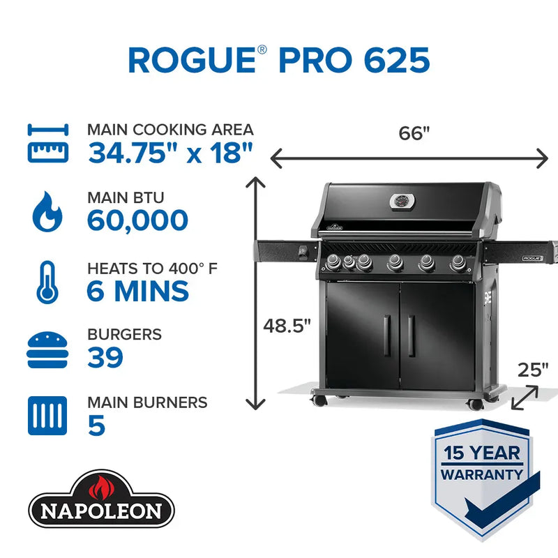 Napoleon Napoleon Rogue PRO 625 SIB Gas Grill, Black Freestanding Gas Grill