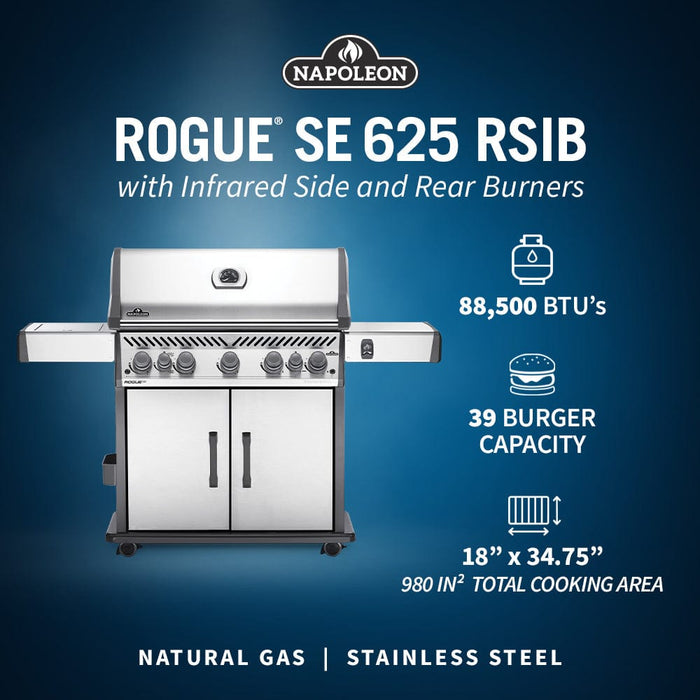 Napoleon Rogue SE 625 RSIB 5-Burner BBQ with Infrared Side Rear