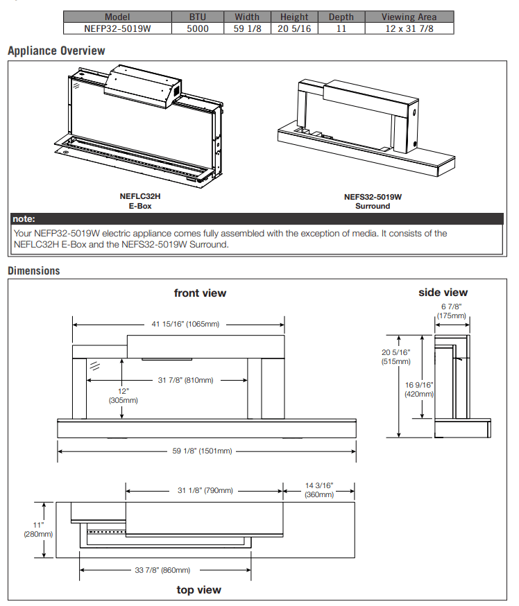Napoleon Napoleon Stylus Steinfeld 53" Wall Mount Electric Fireplace NEFP32-5320BW Electric NEFP32-5320BW Wall Mount Electric Fireplace 629169080885