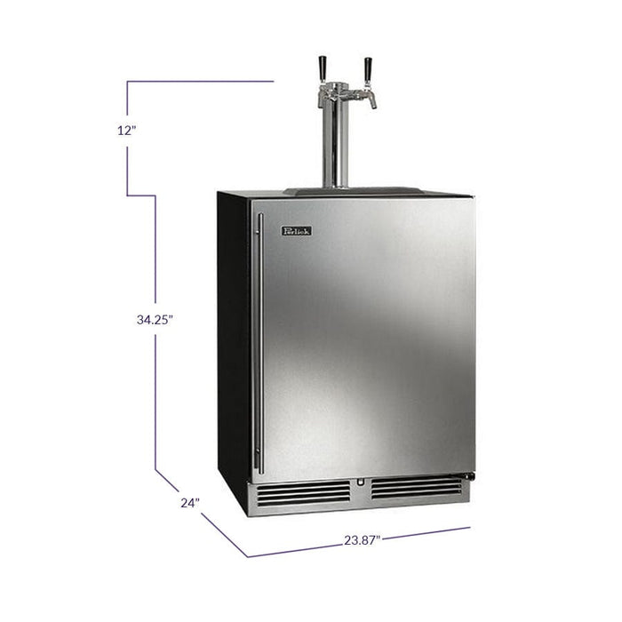 Perlick Perlick 24" C Series Indoor Beer Dispenser Dual Tap With Fully Integrated Panel HC24TB-4-2R-2 HC24TB-4-2R-2 Beverage Dispensers