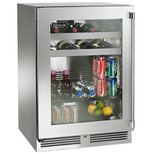 Perlick Perlick Signature Series Marine Grade Beverage Center Left / Stainless Steel Glass Door / No HP24BM-4-3L Refrigerators