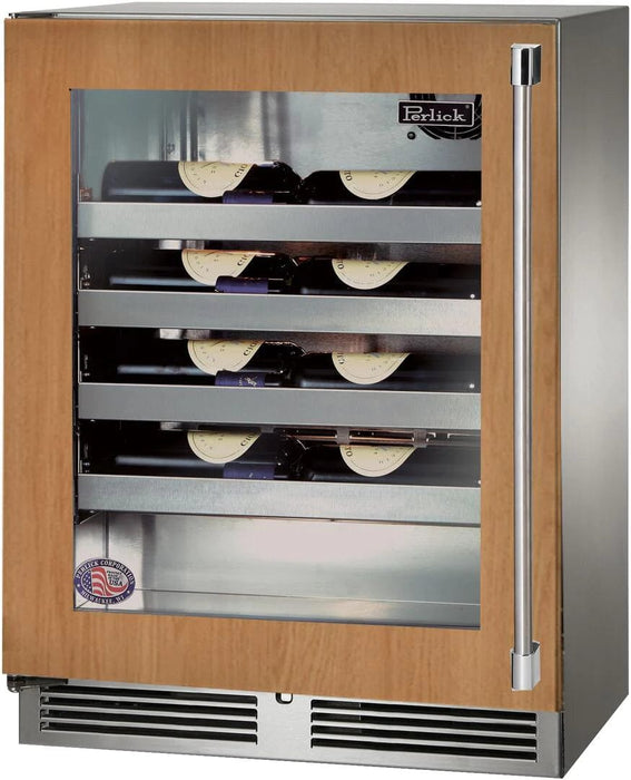 Perlick Perlick Signature Series Shallow Depth 18" Depth Outdoor Wine Reserve With Fully With Fully Integrated Panel-ready Glass Door, Hinge Left HH24WO-4-4L HH24WO-4-4L Wine Reserves