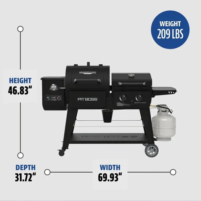 Pit Boss Pit Boss Competition Series 1020 Pellet Grill & Gas Griddle Combo Wood Pellet/Gas / Black 11212 Freestanding Pellet Grill 684678112120