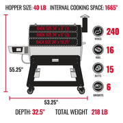 Recteq recteq Flagship 1600 Wood Pellet Grill Pellet / Stainless Steel RT-1600FS Freestanding Pellet Grill 810179690779