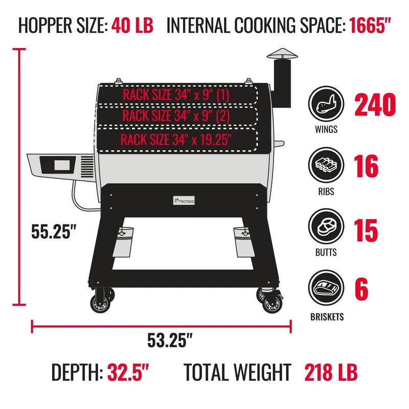 Recteq recteq Flagship 1600 Wood Pellet Grill Pellet / Stainless Steel RT-1600FS Freestanding Pellet Grill 810179690779