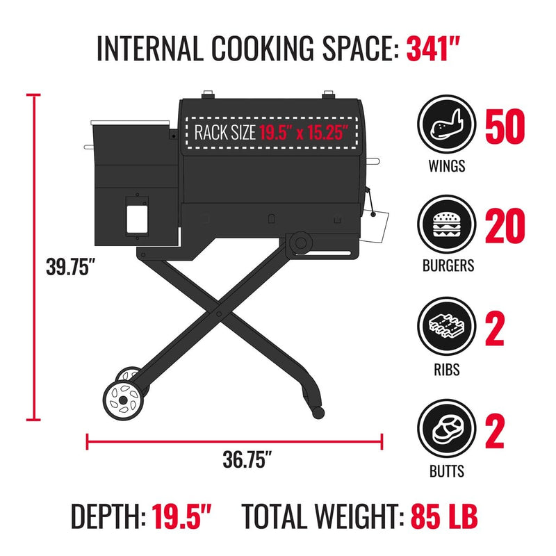Recteq Recteq Road Warrior 340P Portable Wood Pellet Grill Pellet / Black RT-340P Portable Pellet Grill 810021995410