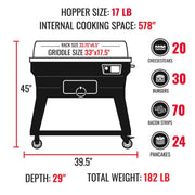 Recteq Recteq SmokeStone 600 Wood Pellet Griddle Pellet / Stainless Steel RT-600SMKSTN Freestanding Wood Griddle 810021996455