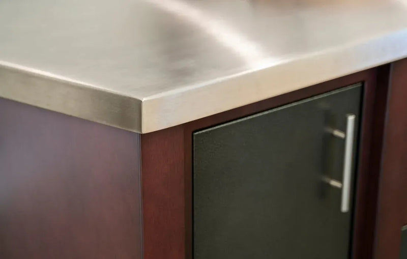Close-up of a kitchen cabinet with a countertop