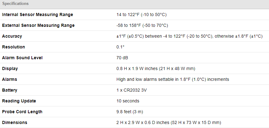 Fridge/Freezer Thermometer (RT8100)