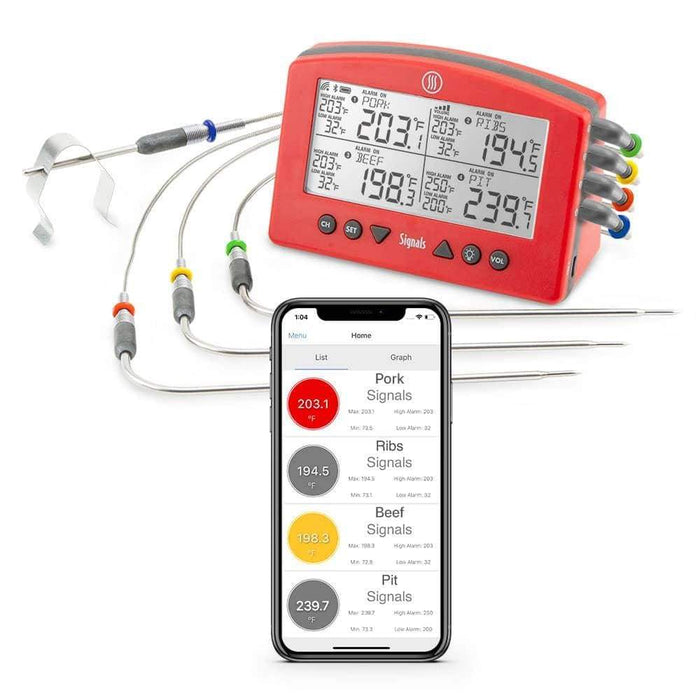 Thermoworks Thermoworks Signals 4-Channel BBQ Alarm Thermometer (WiFi + Bluetooth) Accessory Thermometer Wireless