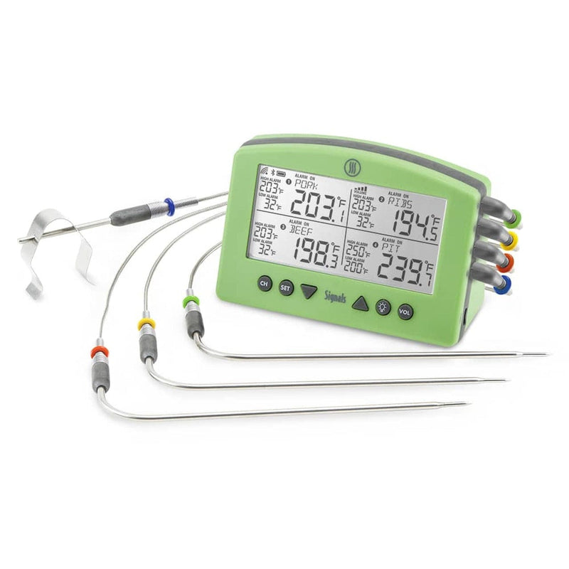 Thermoworks Thermoworks Signals 4-Channel BBQ Alarm Thermometer (WiFi + Bluetooth) Green TX-1500-GR Accessory Thermometer Wireless