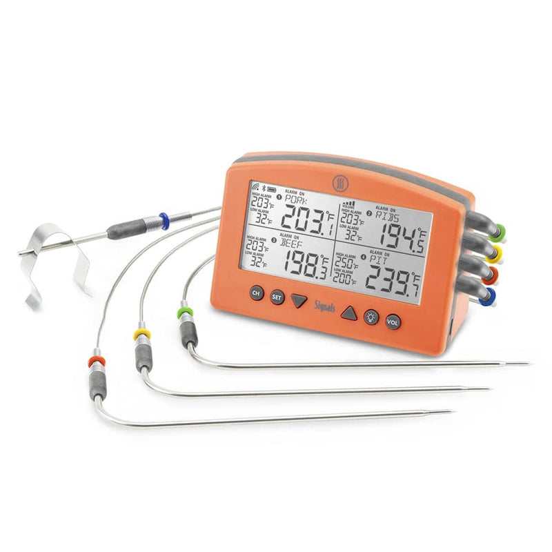 Thermoworks Thermoworks Signals 4-Channel BBQ Alarm Thermometer (WiFi + Bluetooth) Orange TX-1500-OR Accessory Thermometer Wireless